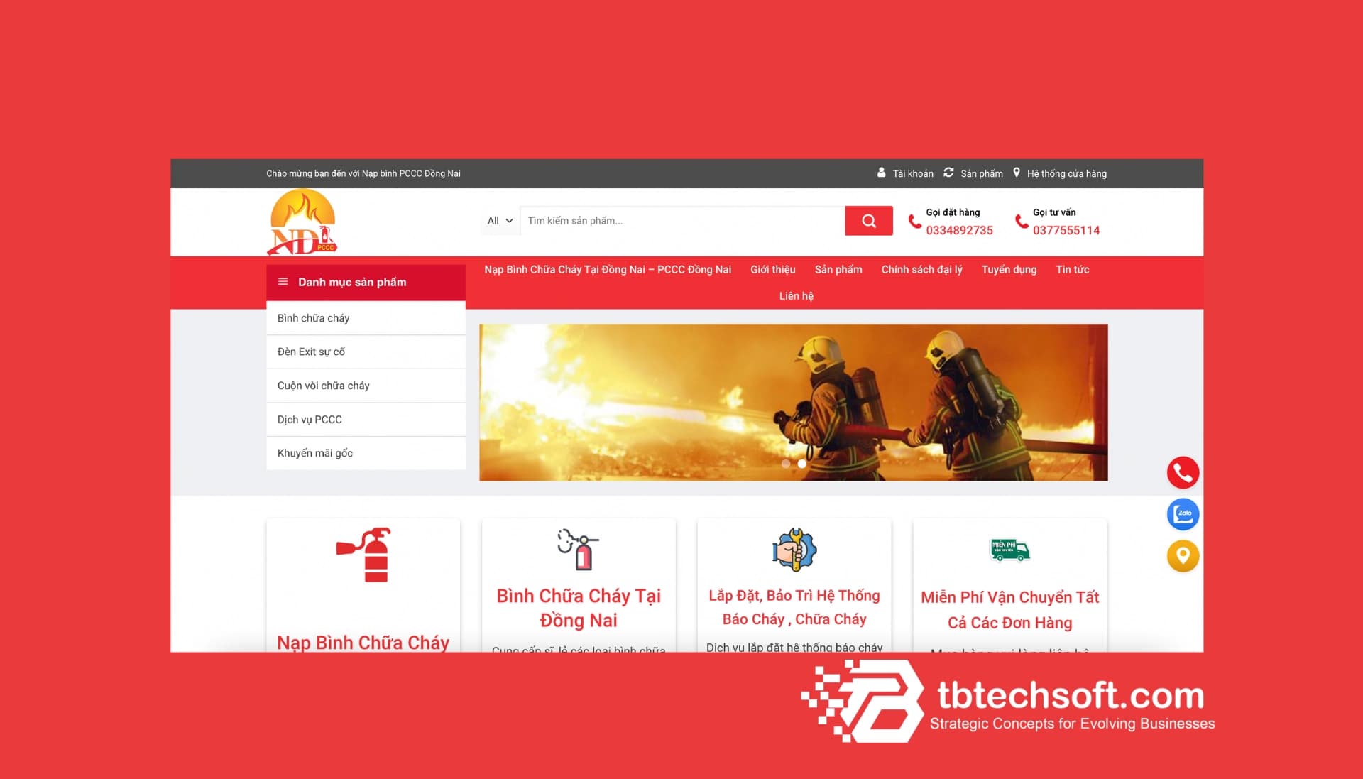 Theme Bán Hàng Bình Chữa Cháy